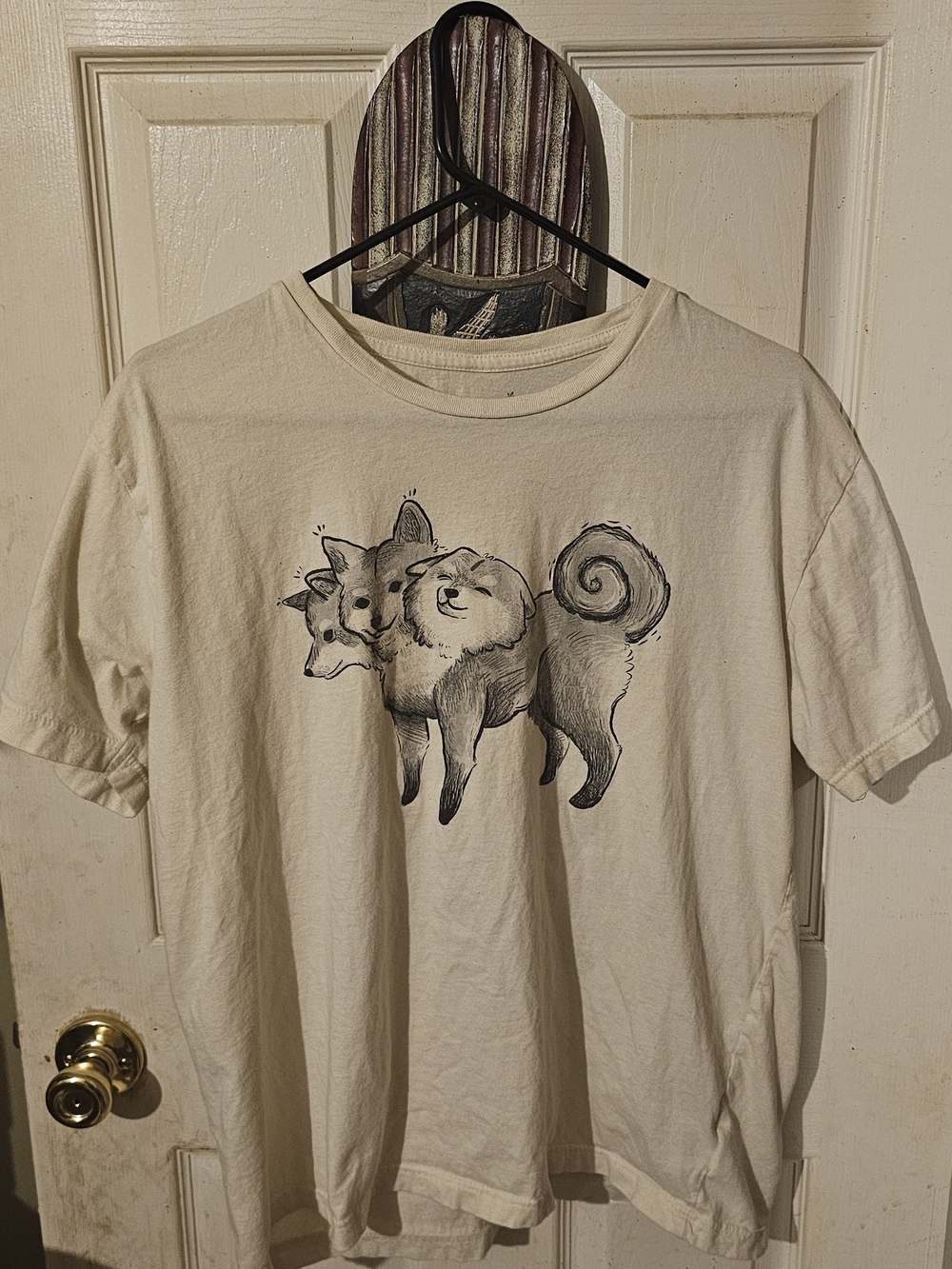 Cream T-Shirt with Shiba Cerburus Design